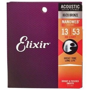 Elixir 80 20 Bronze Nanoweb Light 12 53 Acoustic Strings